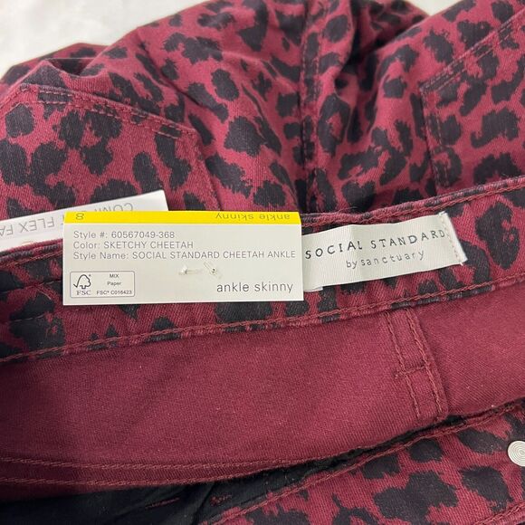 Social Standard Sanctuary Women's Size 8 Red Leopard Ankle Skinny Jeans NEW - Picture 5 of 11